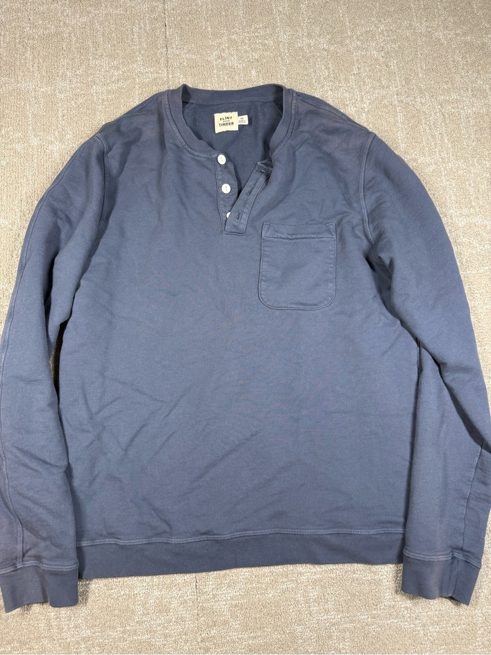 Flint and Tinder Henley Blue Classic Preppy Thick Shirt Size Medium